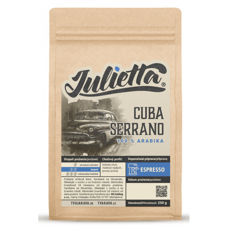 Julietta Cuba Serrano čerstvě pražená zrnková káva 250 g