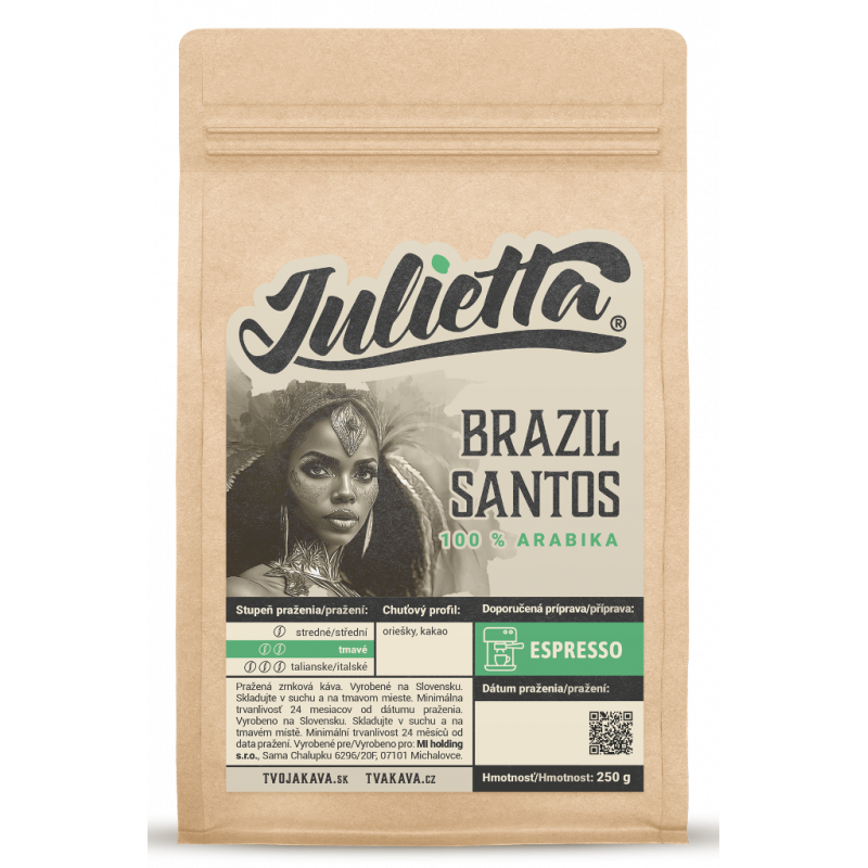 Julietta Brazil Santos čerstvě pražená zrnková káva 250 g