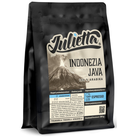 Julietta Java Jampit – čerstvě pražená zrnková káva 250 g – přední strana balení