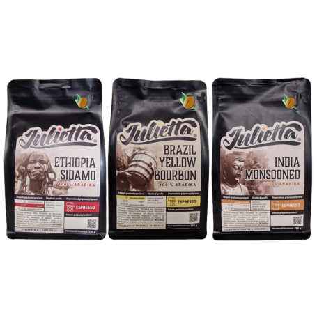 Julietta Balíček 3 kontinenty – čerstvě pražená káva 3 × 250 g