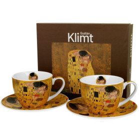 Polibek Classic – sada 2 šálků na cappuccino s podšálky, pohled zepředu