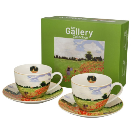 Mákové pole – sada 2 šálků na cappuccino, pohled zepředu