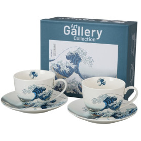 Velká vlna – sada 2 šálků na cappuccino, pohled zepředu