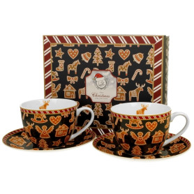 Gingerbread Navy – sada 2 šálků na cappuccino, pohled zepředu