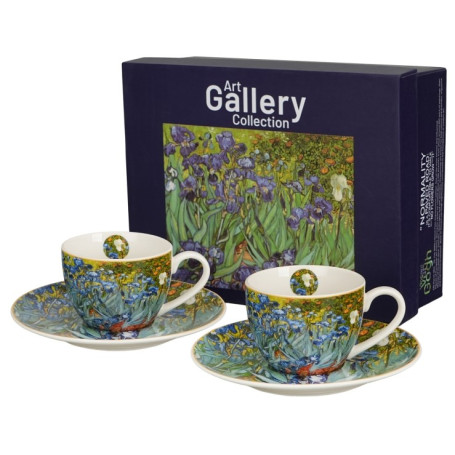 Kosatce – sada 2 šálků na espresso, pohled zepředu