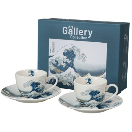 Velká vlna – sada 2 šálků na espresso, pohled zepředu