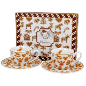 Gingerbread – sada 2 šálků na espresso, pohled zepředu