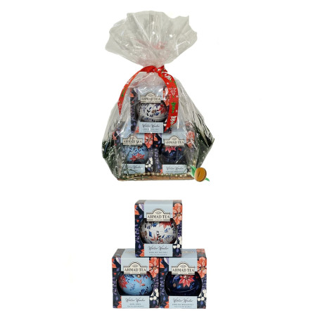 Dárkový balíček 3 vánočních koulí Ahmad Tea – balení v celofánu