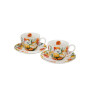 Detailní pohled na pestrobarevný vzor tulipánů na krémovém porcelánu New Bone China