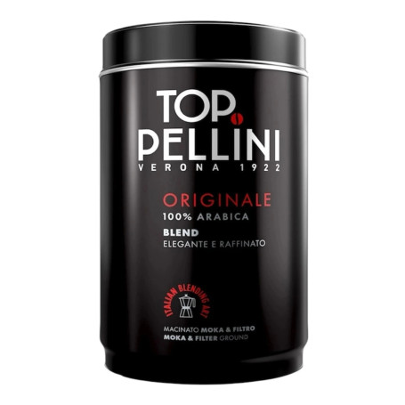 Pellini TOP 100% Arabica mletá káva v elegantní 250g plechové dóze