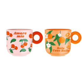 Bialetti Fruit Vibes set 2 hrnků 350 ml – porcelánové hrnky s ovocným motivem