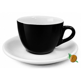 Rosa Jin Jang cappuccino šálek bílo-černý 160 ml s podšálkem