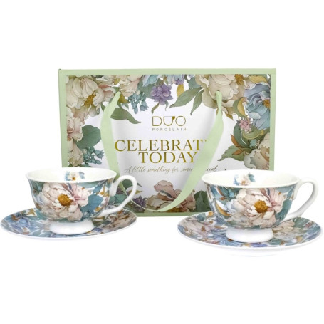 PEONY WHITE Royal Flowers dárková sada šálků s dárkovou krabičkou