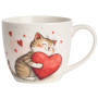 Kočka se srdcem porcelánový šálek New Bone China