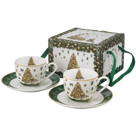 Vánoční espresso šálky Tree Sparkle s podšálky 2 ks