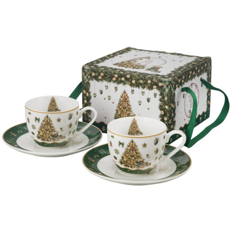 Vánoční espresso šálky Tree Sparkle s podšálky 2 ks